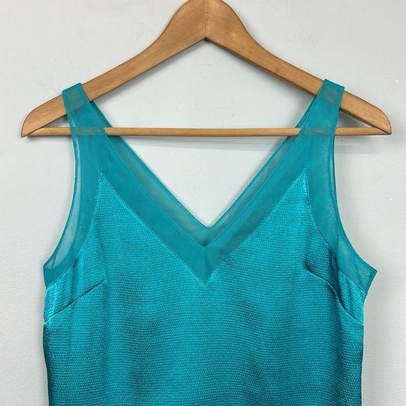 Ted Baker Lilyane Mesh-Trimmed Top Turquoise Sz 1/ XS - Picture 4 of 10